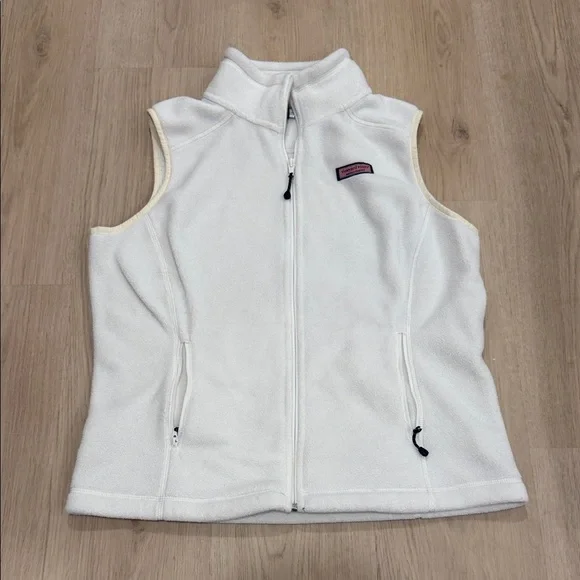 Vineyard Vines Small White Fleece Zip-Up Vest - Picture 2 of 7